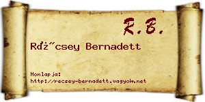Récsey Bernadett névjegykártya